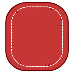 red square shape button or icon with a dashed border, vector illustration