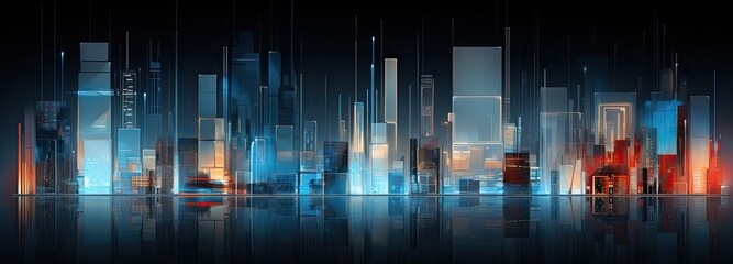 An abstract digital representation of a futuristic cityscape structure