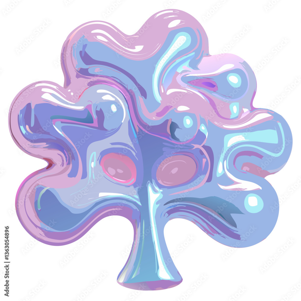Poster abstract glossy tree shaped in unique colors with smooth surface. it presents an element of modernit