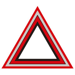 a red triangle with grey and black outlines. The image features a geometric shape, which is often used in design and warning signs vector illustration