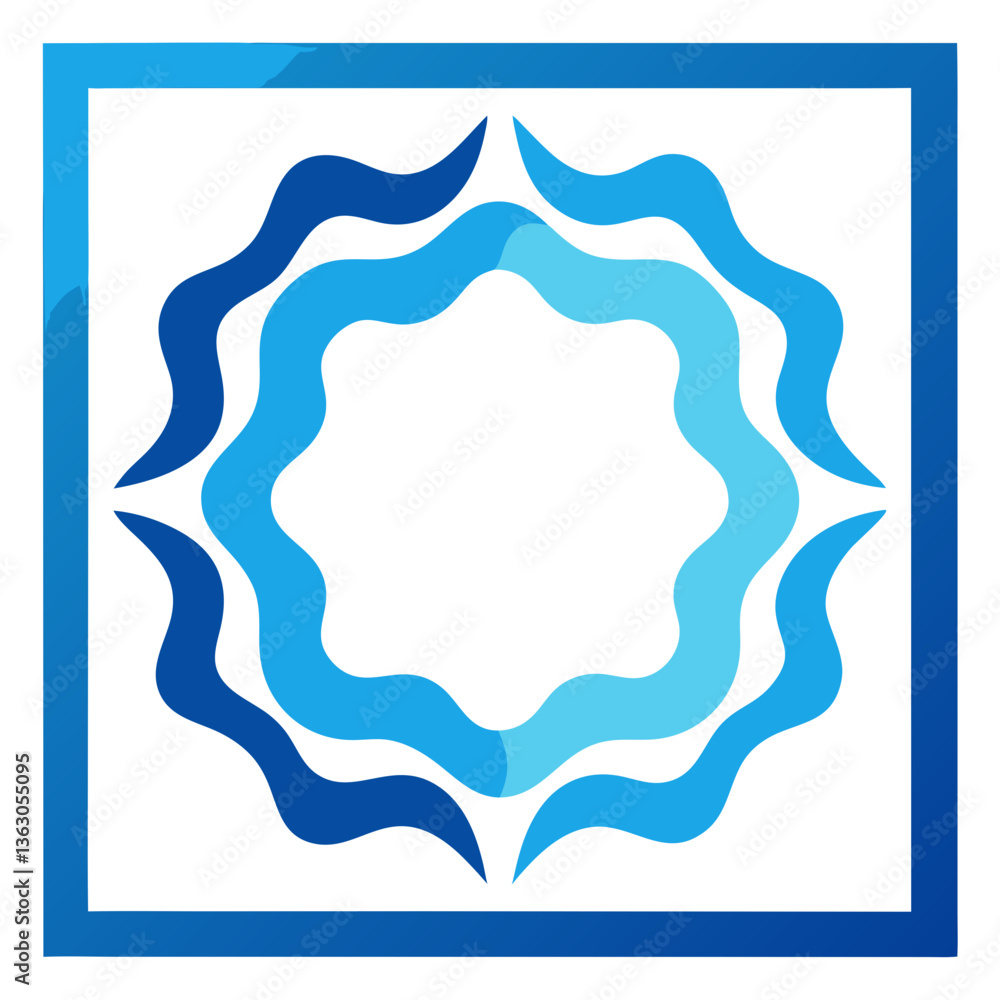 Poster an abstract blue waves logo design, capturing a sense of flow and elegance. the logo consists of a s