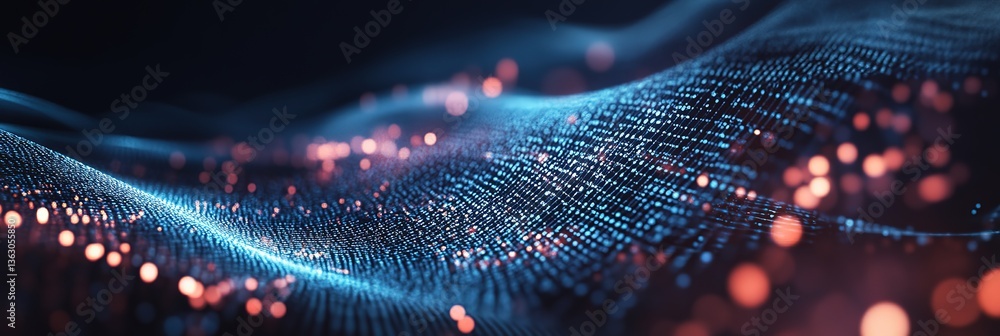 Poster wireless data transmission, high internet information flow in abstract cyberspace. neural network 3d