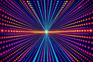 Obraz premium Vivid Colorful Neon Lights Tunnel Abstract Background Digital Art