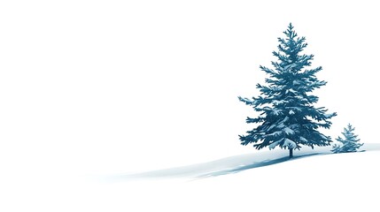 Obraz premium Winter's Embrace: A Digital Painting of Snow-Covered Evergreens AI Generated