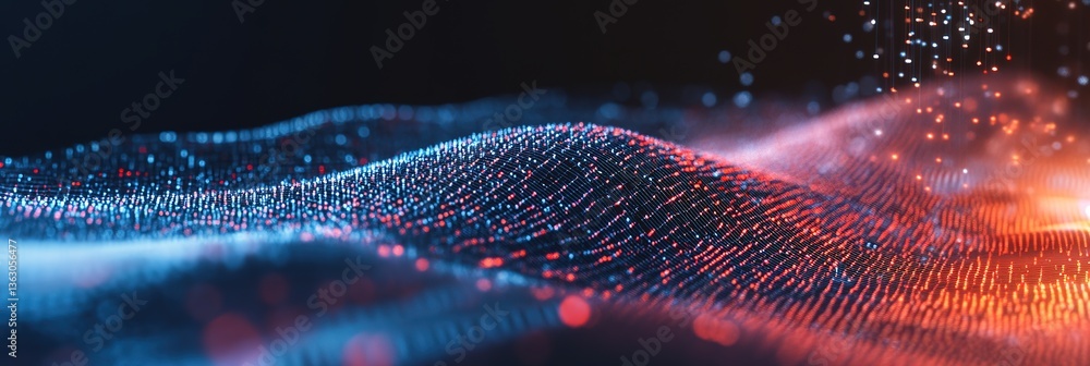 Poster wireless data transmission, high internet information flow in abstract cyberspace. neural network 3d