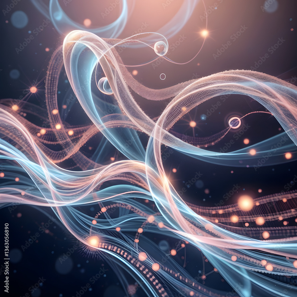 Aufkleber abstract digital art of glowing energy: a mesmerizing digital artwork showcases flowing ribbons of l