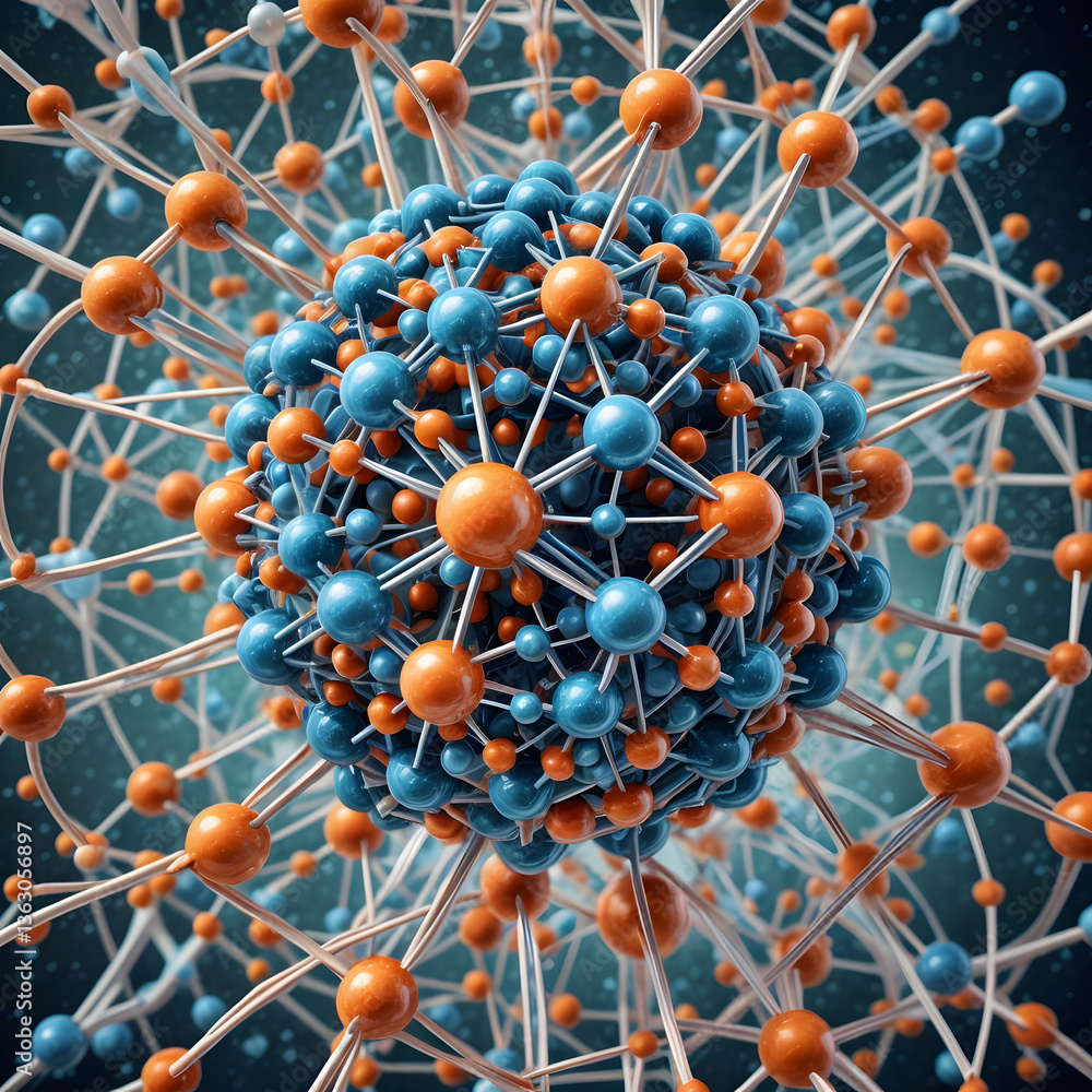 Poster molecular structures: intriguing abstract design showcasing a complex and symmetrical molecular stru