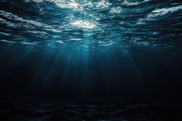 Underwater Depths: Soft Focus on Murky Ocean Floor with Dark, Muddy Water Background