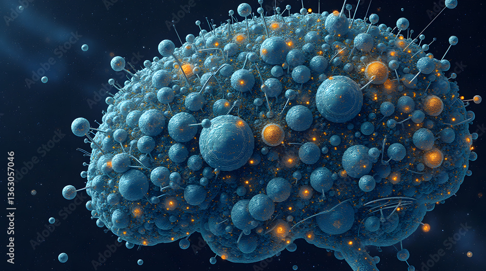 Poster digital brain: a visually stunning digital representation of a human brain, its intricate network of