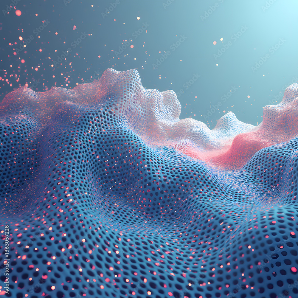 Poster abstract render of mountains: a mesmerizing abstract render of textured mountains, with intricate, f