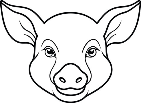 recommend clip art: Pig head icon outline,Pig head line art vector