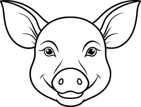 recommend clip art: Pig head icon outline,Pig head line art vector