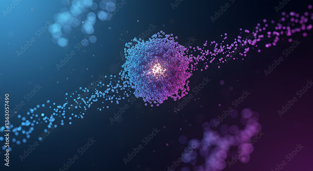 Aufkleber cosmic nucleus: a mesmerizing display of particles coalescing around a luminous core, evoking the aw