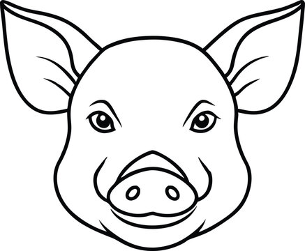 recommend clip art: Pig head icon outline,Pig head line art vector
