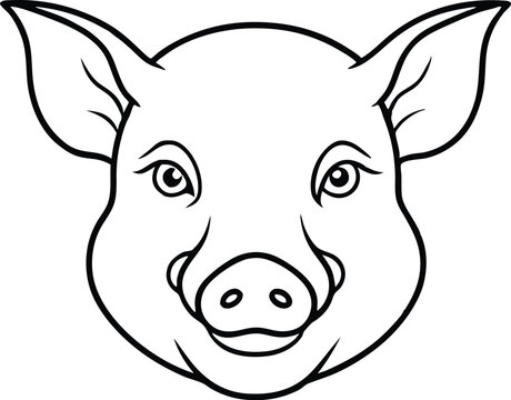recommend clip art:  Pig head icon outline,Pig head line art vector