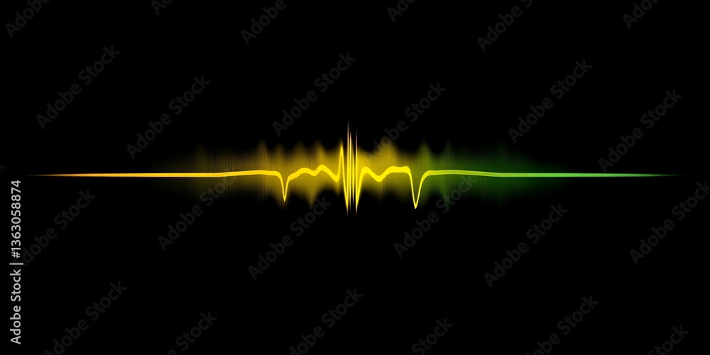Poster abstract sound waveform visualization yellow green audio frequency graphic design element