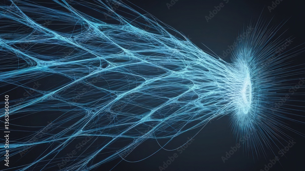 Poster energy field: an abstract representation of an energy field, with a multitude of interconnected, glo