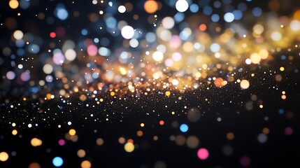 Elegant Glowing Bokeh Lights with Sparkling Golden Particles in High-Resolution Abstract Background