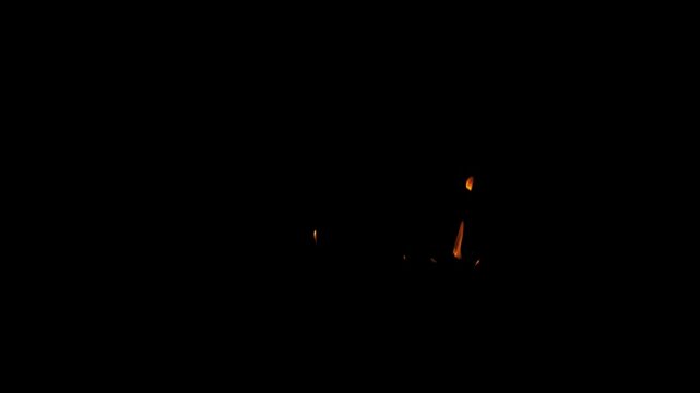 Burning flames from start to finish with ProRes codec Isolated by Alpha channel, a close-up of a simulated fiery fire burning with the colors of real flames