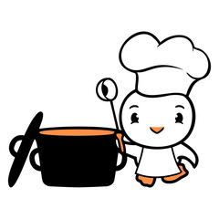 Bird Chef Cooking Pot Duck Delicious Hunger Food
 Design Lover Art Vector Illustration Card T-Shirt Poster Sticker Graphic Print Decorative Drawing Isolated Logo Decoration Symbol Creative Cool Style
