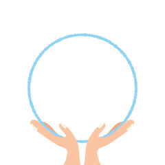 シンプルな手と丸いふきだし
