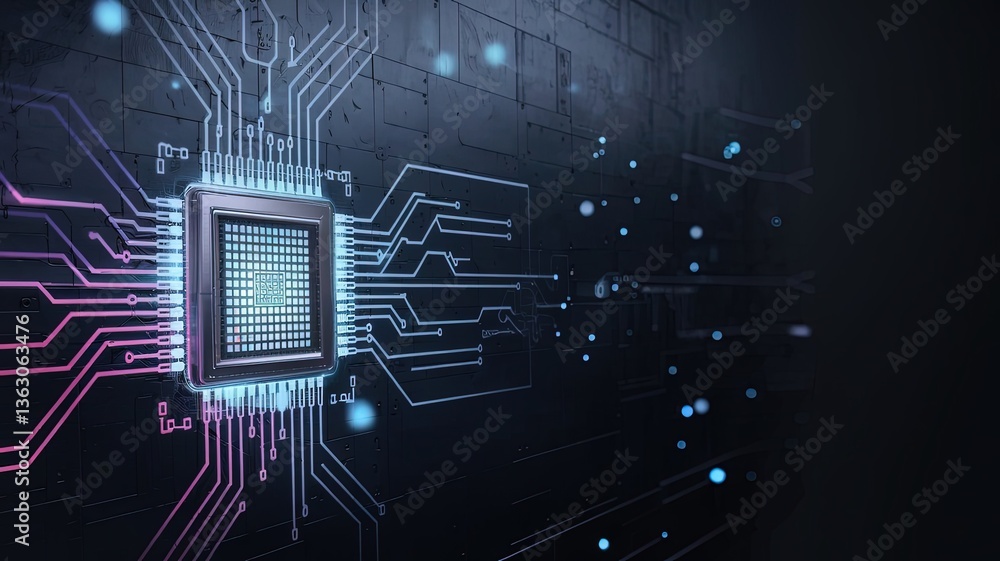 Poster cybernetic core: a photorealistic depiction of a modern cpu chip at the heart of technological advan
