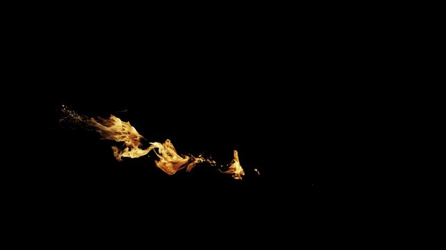 Burning flames from start to finish with ProRes codec Isolated by Alpha channel, a close-up of a simulated fiery fire burning with the colors of real flames