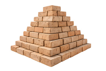 Fototapeta premium Construction Material Red Bricks Piled in a Pyramid Shape.