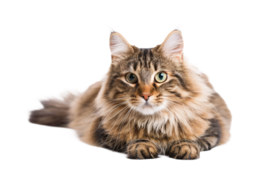 Siberian Cat: Adapted to Cold Climates with Gorgeous Long Fur Isolated on Transparent Background