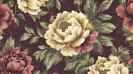 Beautifully painted floral pattern displaying many detailed elegant blooms