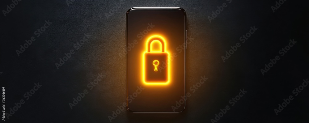 Poster a glowing padlock symbol on a dark background, representing security and privacy in a digital contex