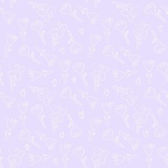 Beautiful botanical pattern with blooming tulips and daisies