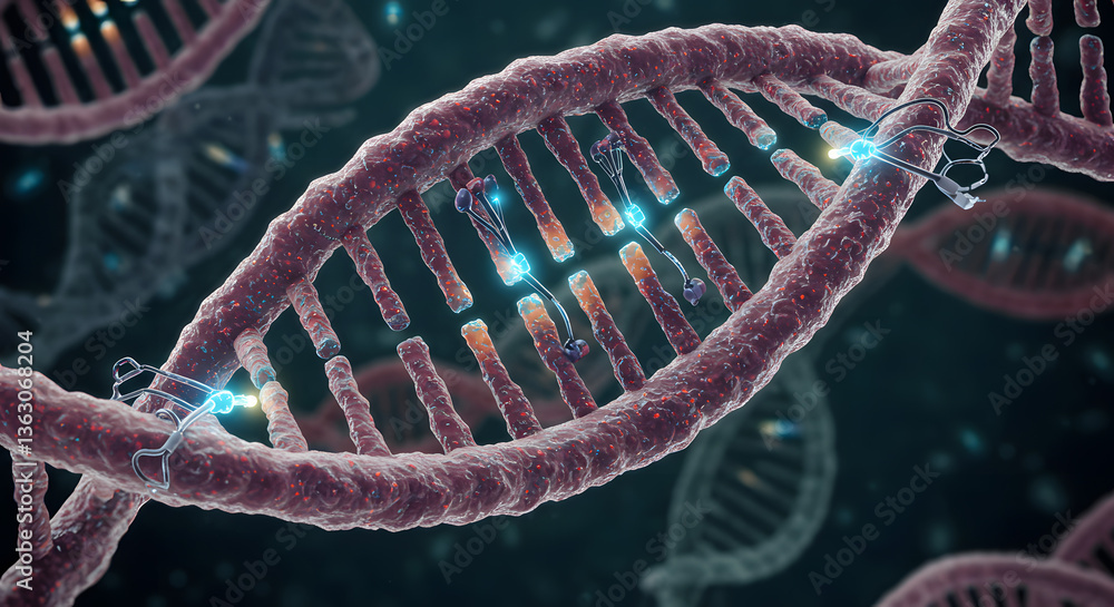 Aufkleber unraveling life's code: a captivating visualization of dna strands intertwining, symbolizing the com