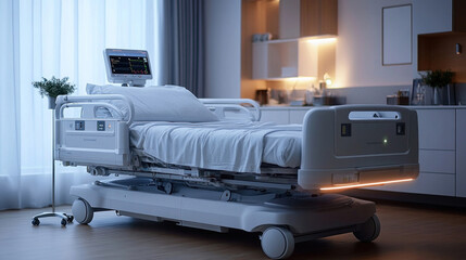 Fototapeta premium A fully automated hospital bed adjusting to a patient's movements, AI-assisted healthcare