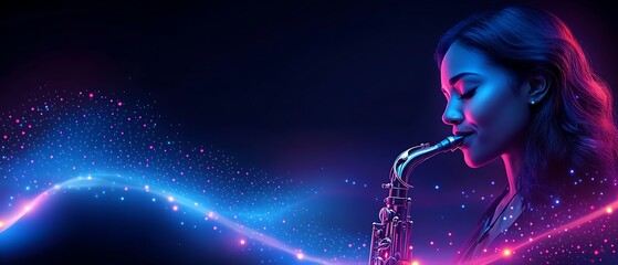 Saxophonist Neon Lights Music.