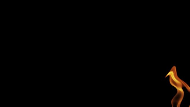 Burning flames from start to finish with ProRes codec Isolated by Alpha channel, a close-up of a simulated fiery fire burning with the colors of real flames