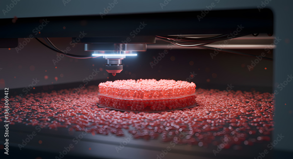 Poster precision printing: the 3d printing process of creating alternative food, offering a glimpse into th