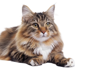 Siberian Cat: Strong and Resilient with a Beautiful Coat Isolated on Transparent Background