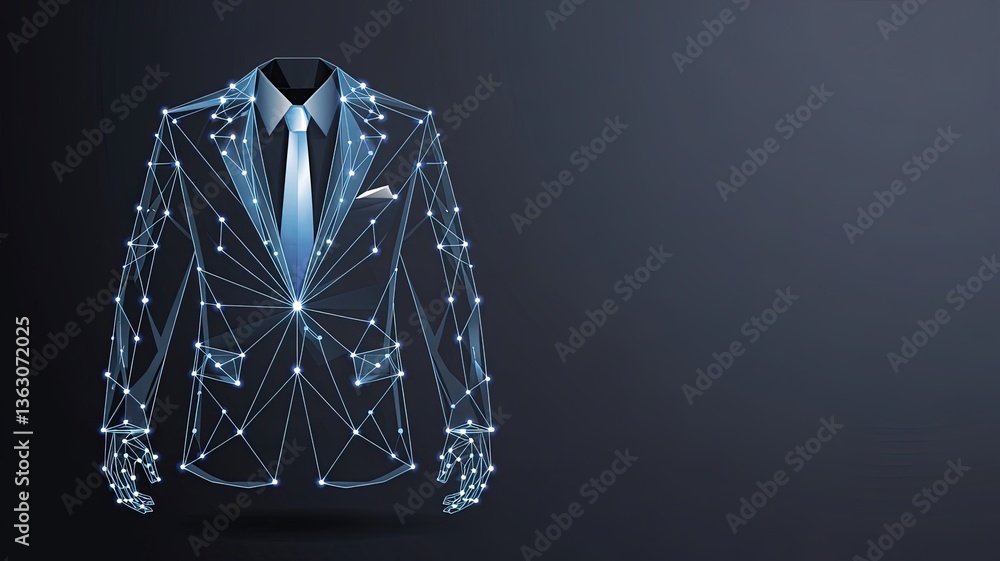 Poster digital blueprint of elegance: a sophisticated business suit rendered in a mesmerizing display of in