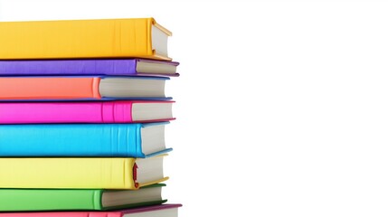 Fototapeta premium colorful books stack on whie background