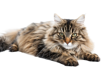 Siberian Cat: A Loyal and Friendly Feline with an Elegant Appearance Isolated on Transparent Background