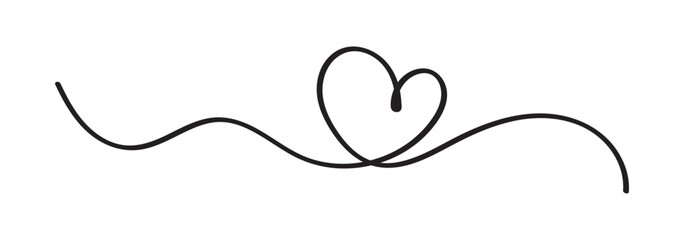 Heart icon hand drawn. Heart continuous line drawing. one line art sketch heart. Symbol love.
