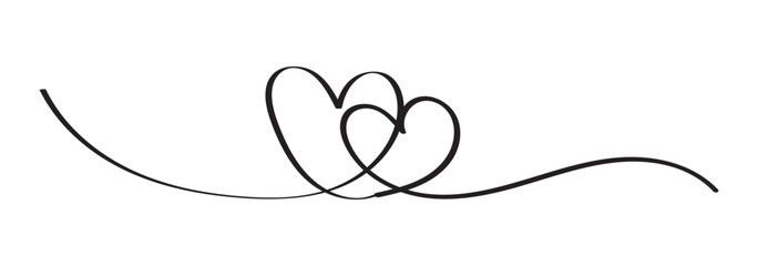 Heart icon hand drawn. Heart continuous line drawing. one line art sketch heart. Symbol love.