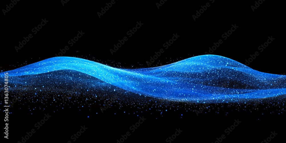 Poster abstract blue glowing wave particle design background image