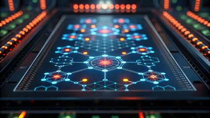 A futuristic interface for molecular docking visualization in scientific research.