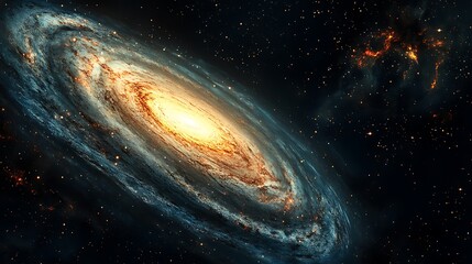 Majestic Spiral Galaxy with Glowing Core and Vibrant Cosmic Dust in Deep Universe
