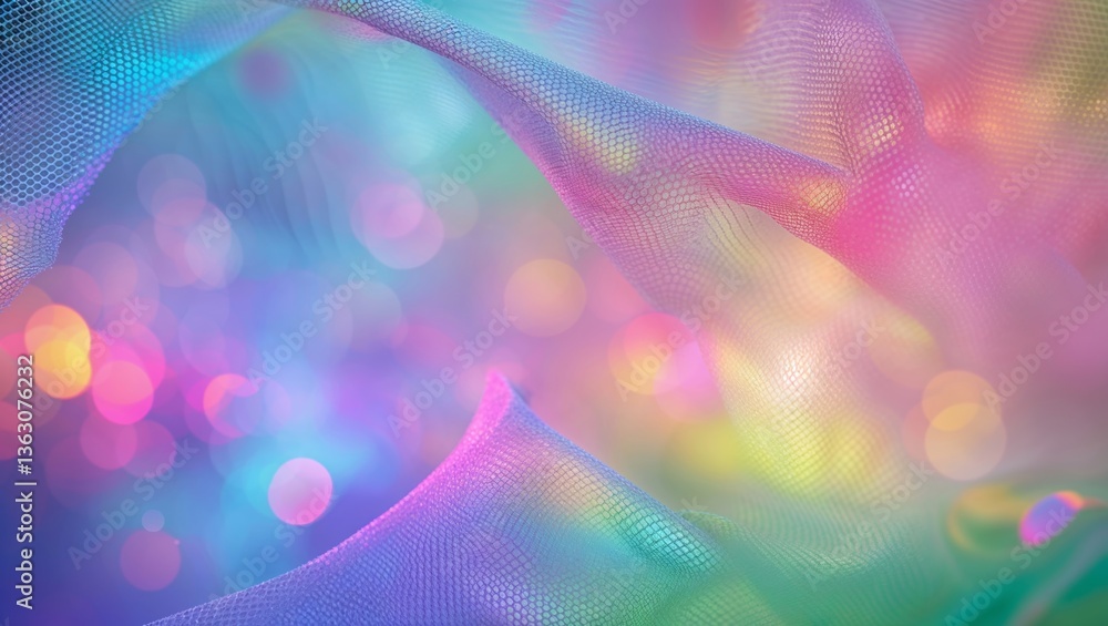Poster colorful fabric swirls create a dreamy, abstract background with soft bokeh effect in vibrant hues d