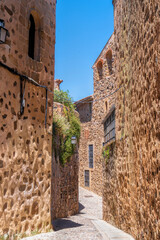 Narrow street Caceres Spain old town Unesco World Heritage City, Extremadura region