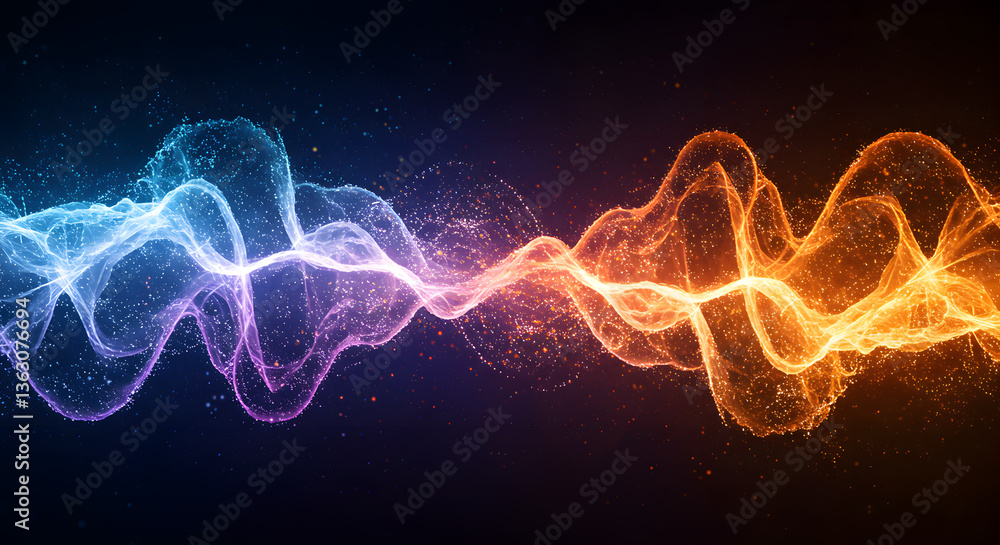 Poster dynamic energy waves: electrifying waves of energy in a mesmerizing dance of color and light. vibran