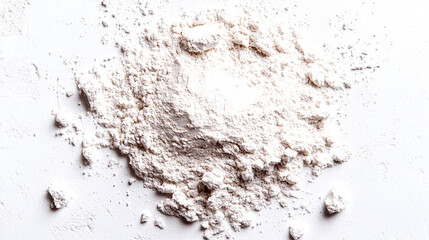 White flour pile on a clean surface  